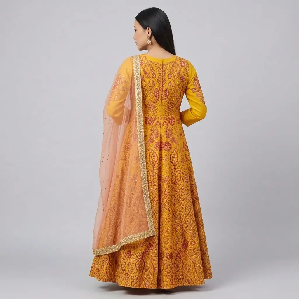 Full Mirror Block Printed Maxi with Kencan Dupatta | KQ120 - Image 2