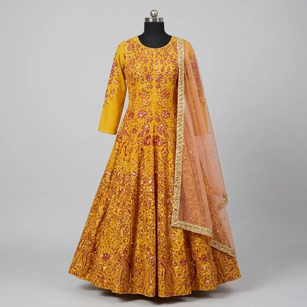 Full Mirror Block Printed Maxi with Kencan Dupatta | KQ120 - Image 3