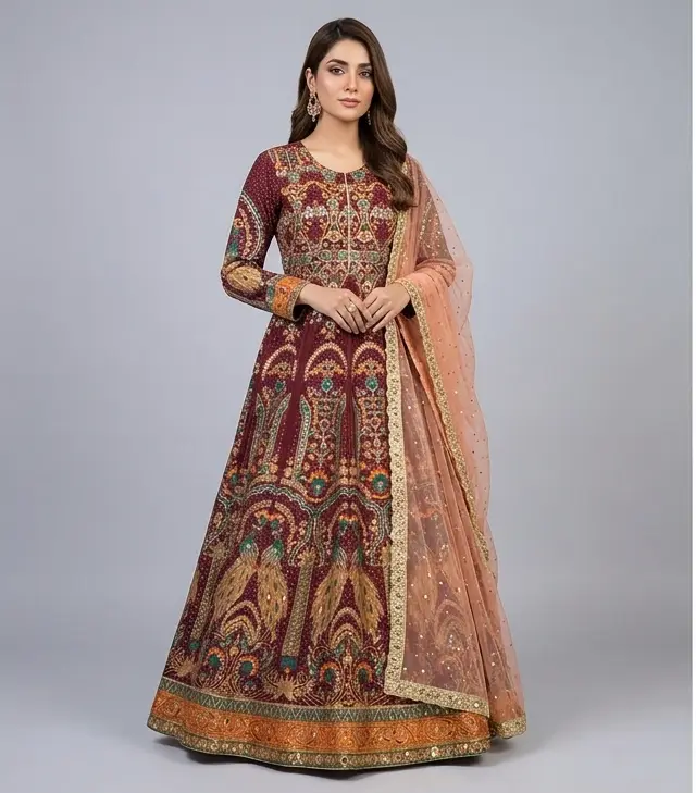 Full Mirror Block Printed Maxi with Kencan Dupatta | KQ118 - Image 2