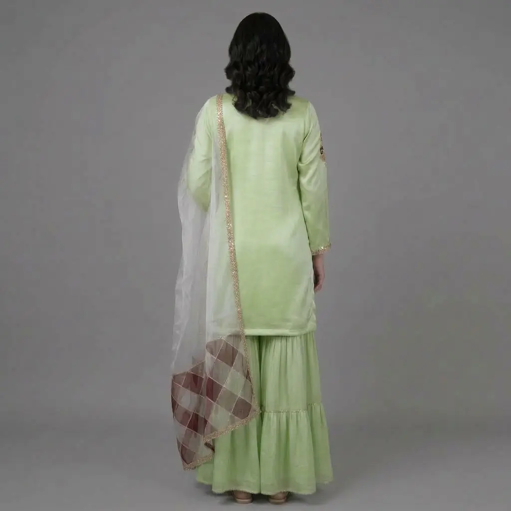 Three Layer Garara Hand Work 3-Piece Suit | KQ157 - Image 6