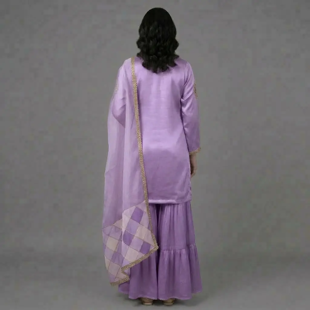Three Layer Garara Hand Work 3-Piece Suit | KQ157 - Image 2