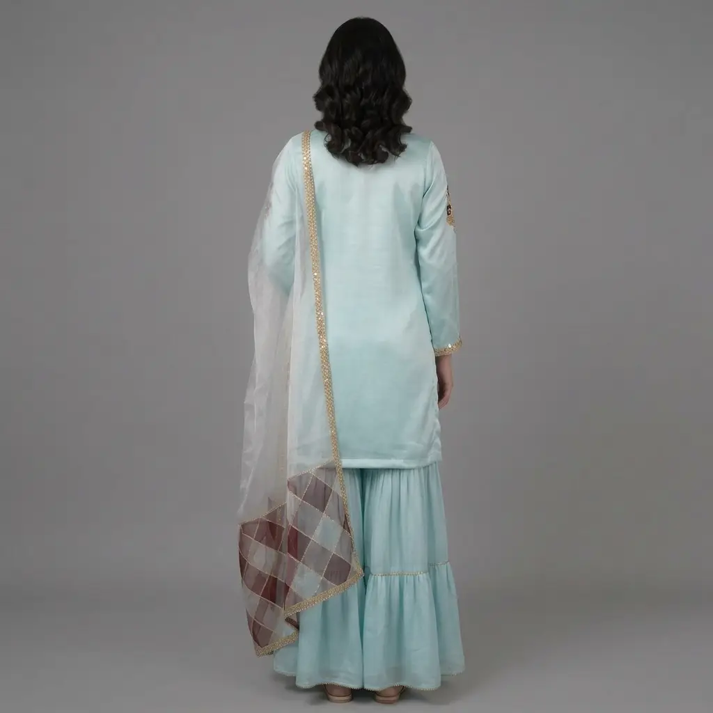 Three Layer Garara Hand Work 3-Piece Suit | KQ157 - Image 8