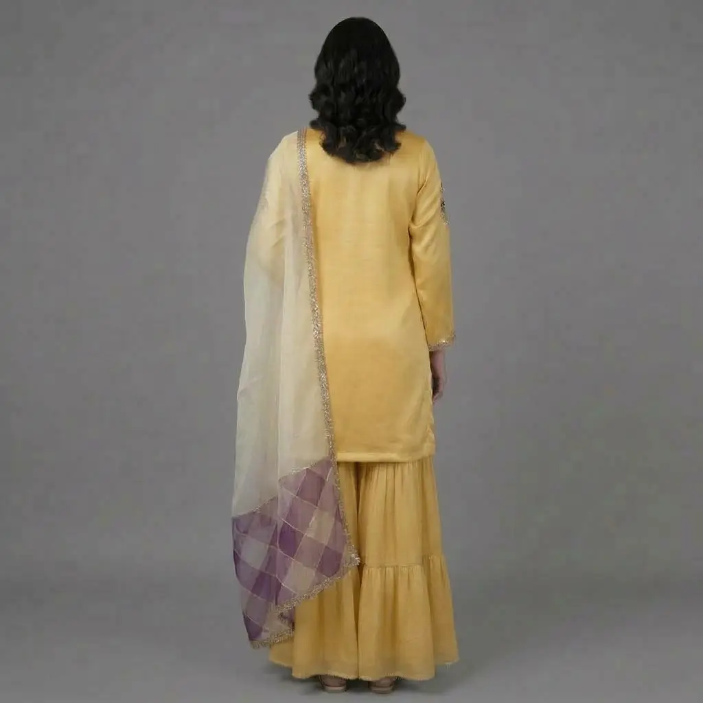 Three Layer Garara Hand Work 3-Piece Suit | KQ157 - Image 4