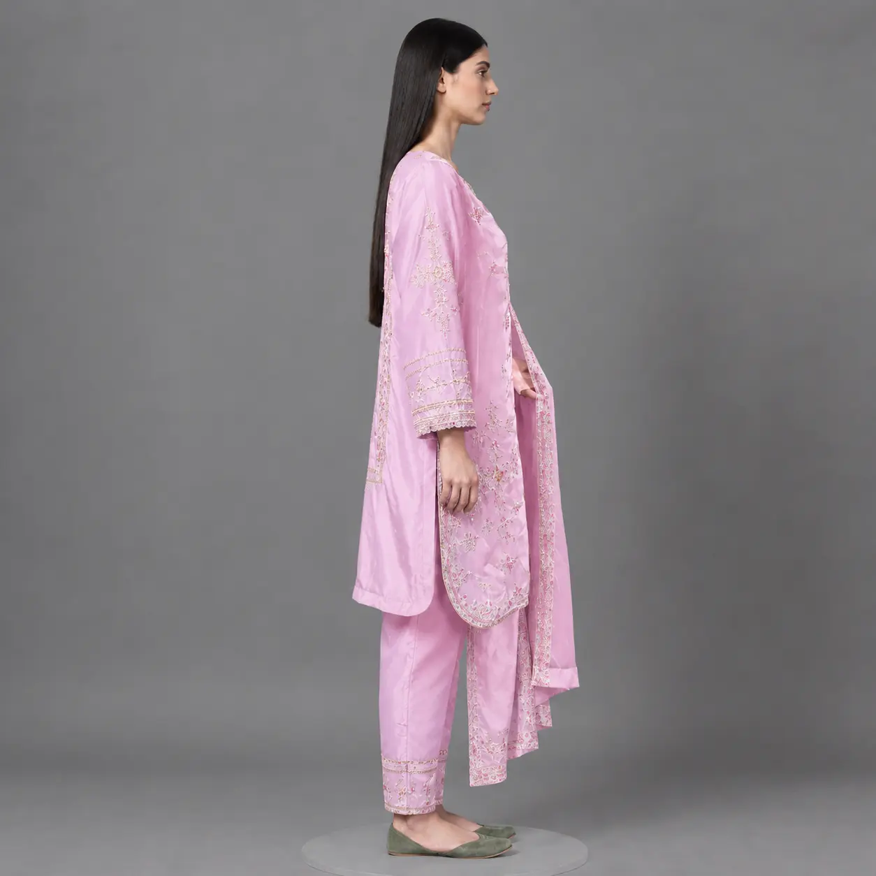 Elegant Embroidered Silk 2-Piece Suit | KQ169 - Image 2