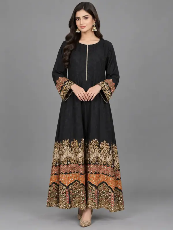 Half Mirror Embroidered Maxi | Kehkashan Collection